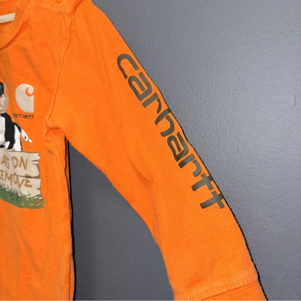 Carhartt Infants 24m Orange Long Sleeve Graphic Bodysuit 